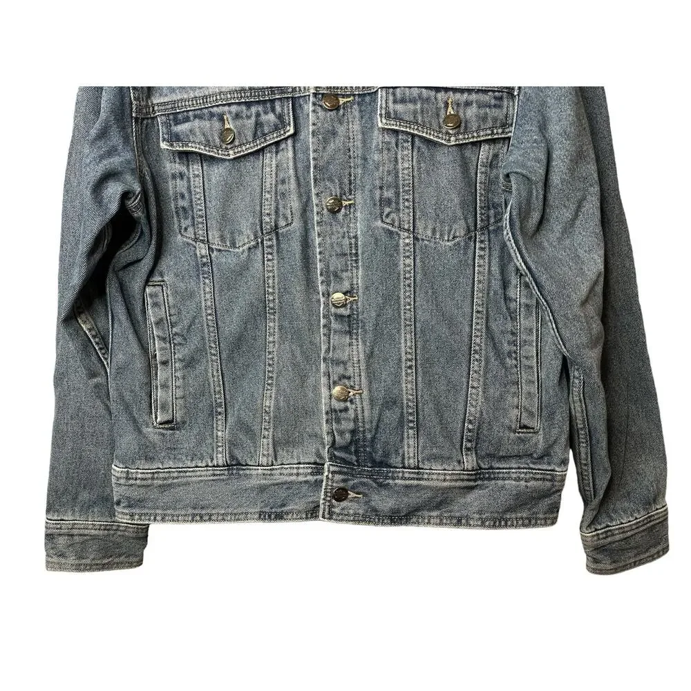 Vintage Harley Davidson Motorcycle Big Logo Denim Jacket Size M